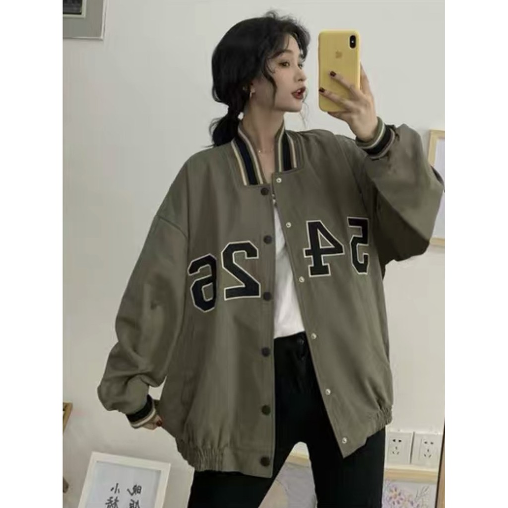 Áo khoác bomber bóng chày nữ 5426 dáng rộng unisex | BigBuy360 - bigbuy360.vn