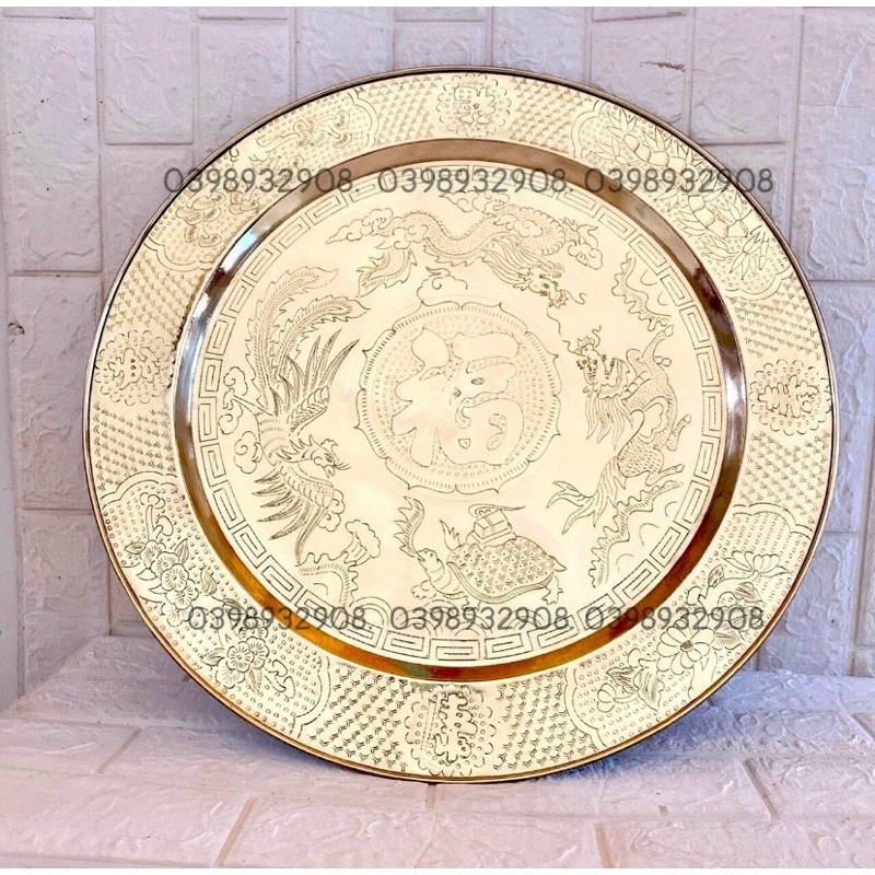 MÂM ĐỒNG 60 CM TRẠM TỨ LINH NẶNG  3 KG CHẤT LIỆU BẰNG ĐỒNG