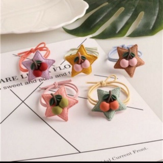 Dây cột tóc ngôi sao len đính cherry nhiều màu
