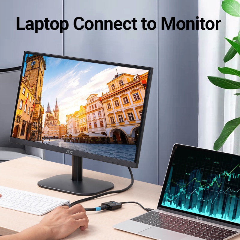 Cáp chuyển đổi Full HD USB Type C to HDMI hoặc USB Type C to VGA Vention TDCBB / TDDBB - Chính hãng