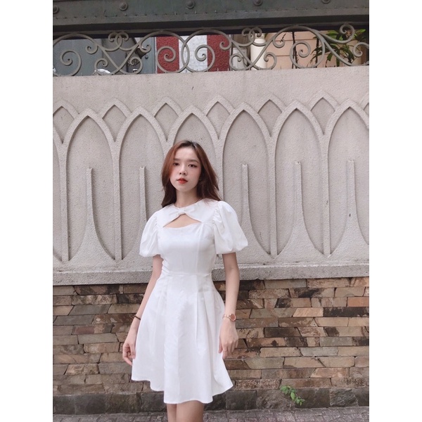 Đầm cutout nơ cổ