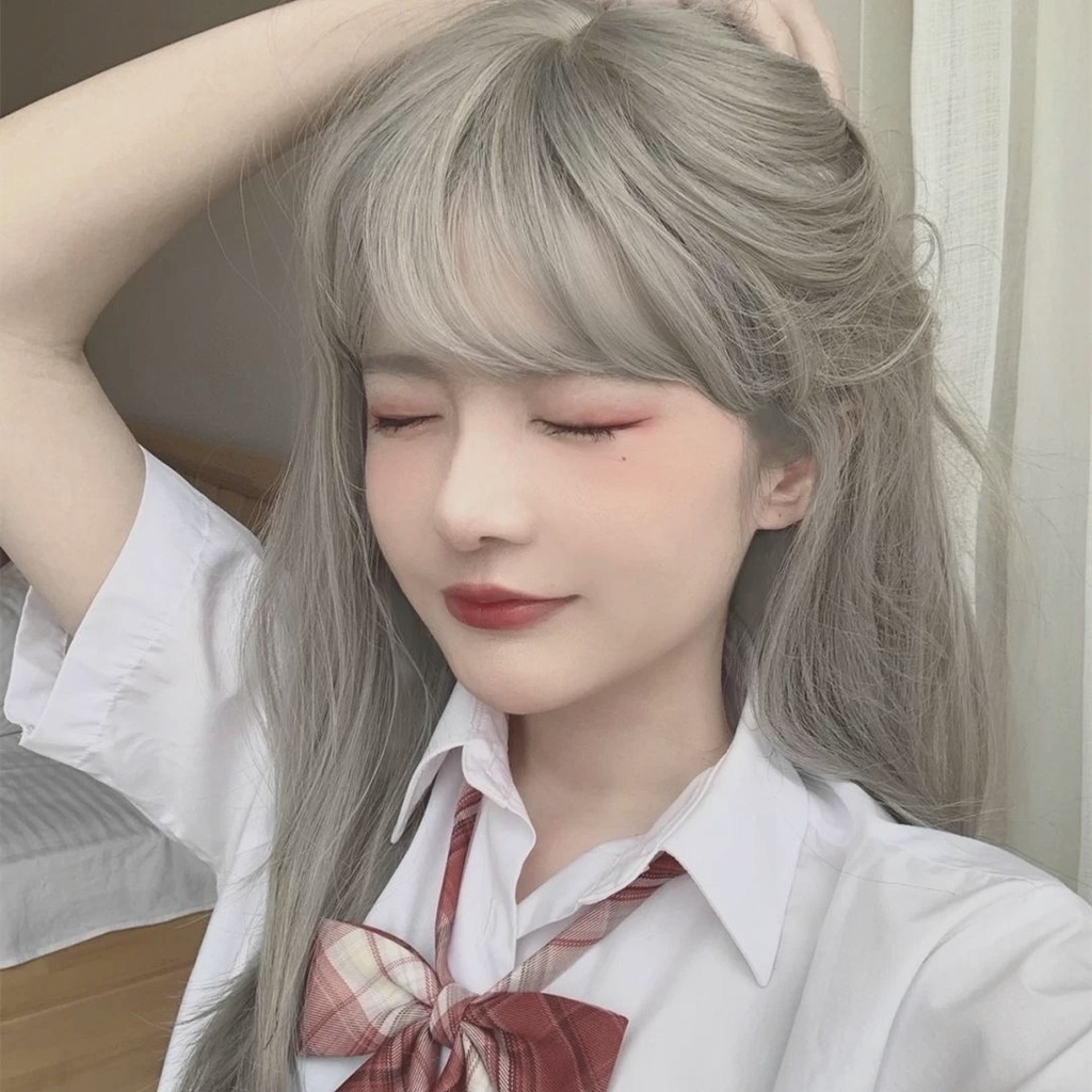 Tóc Giả Lolita Thẳng Dài Trung Bình Màu Vàng Bạch Kim Thời Trang Cho Nữ