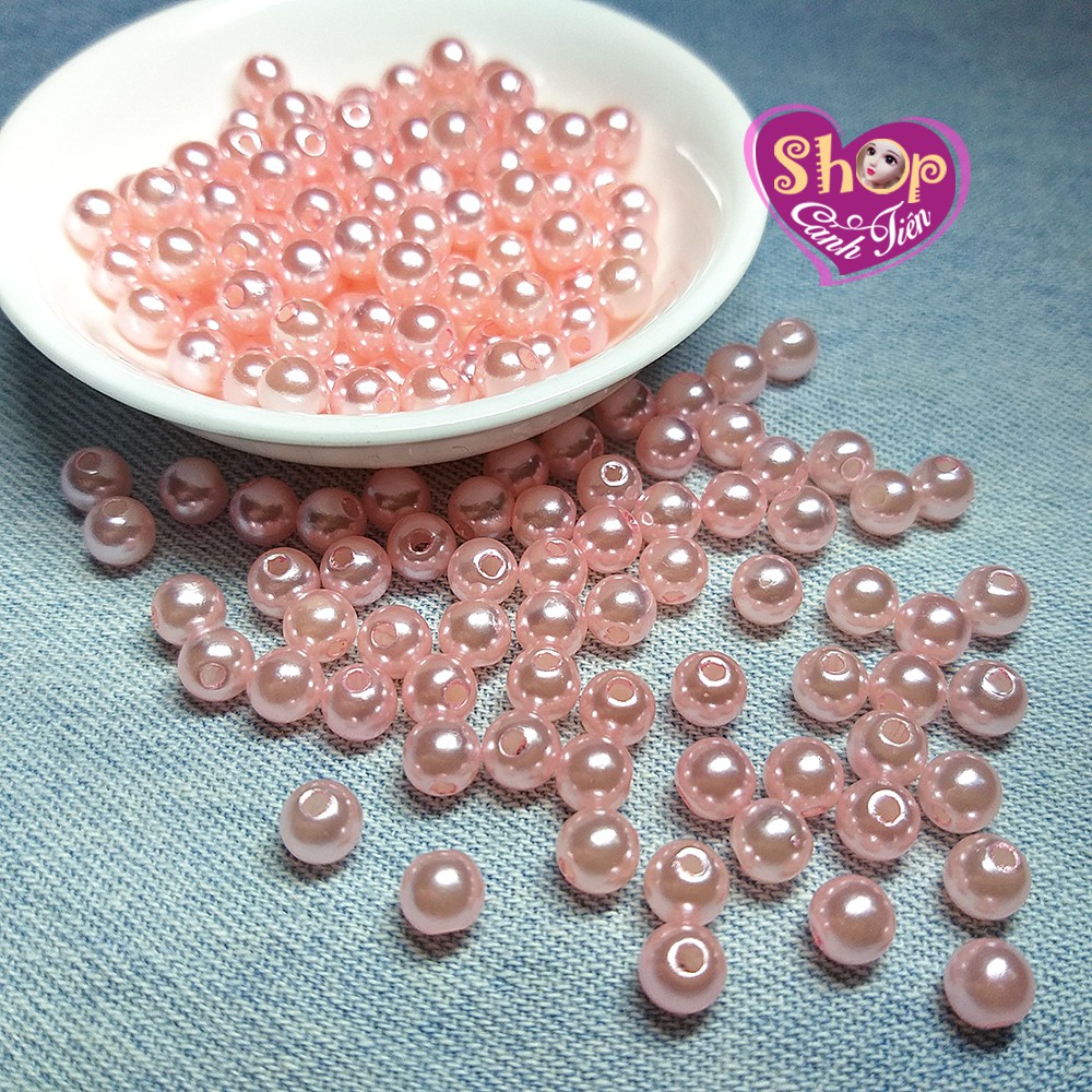 500 Hạt Giả Ngọc Trai 6mm nhiều màu Phủ Nhũ Trang trí Thủ công Tiện dụng