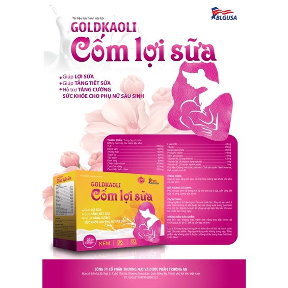 GOLDKAOLI Cốm Lợi Sữa . Giúp lợi sữa , tăng tiết sữa . Hỗ trợ tăng cường sức khỏe phụ nữ sau sinh