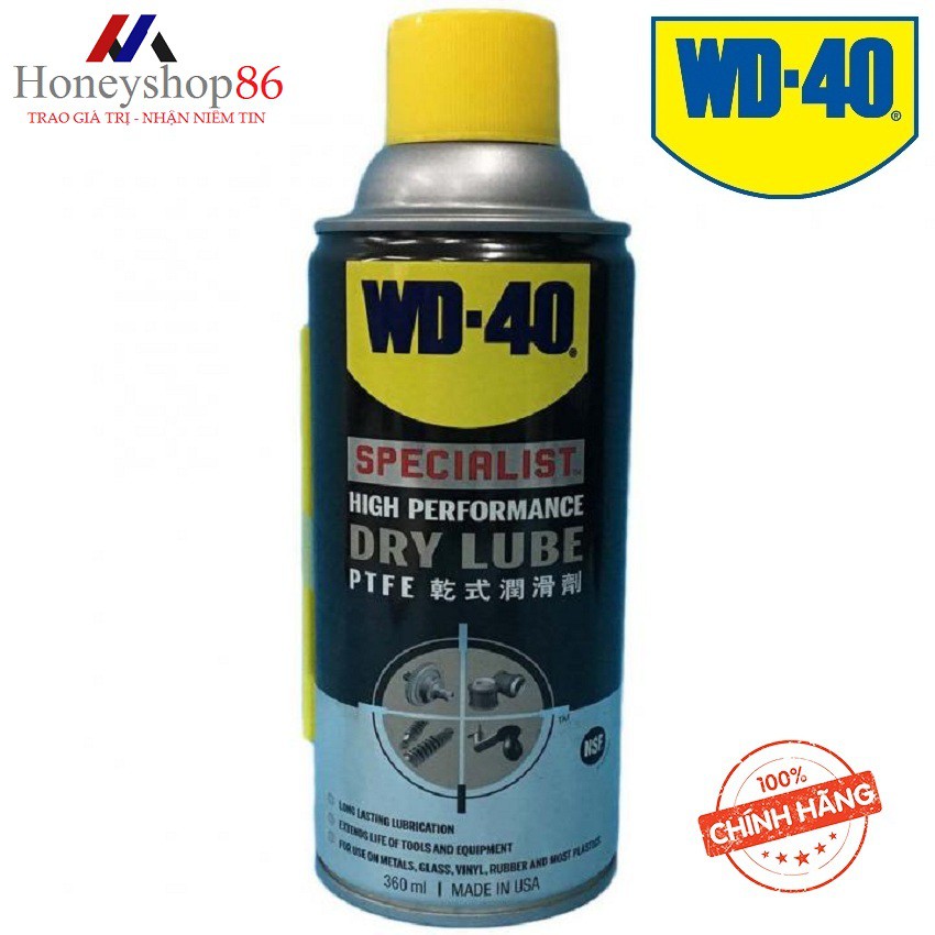 (Mua Nhiều) Mỡ bò khô bôi trơn WD-40 Specialist High Performance Dry Lube (360ml) 35004 HONEYSHOP86