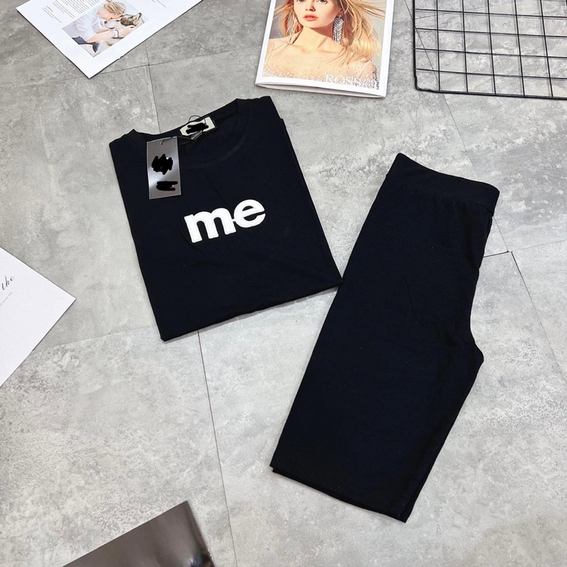 Set áo thun Me + quần legging lửng năng động