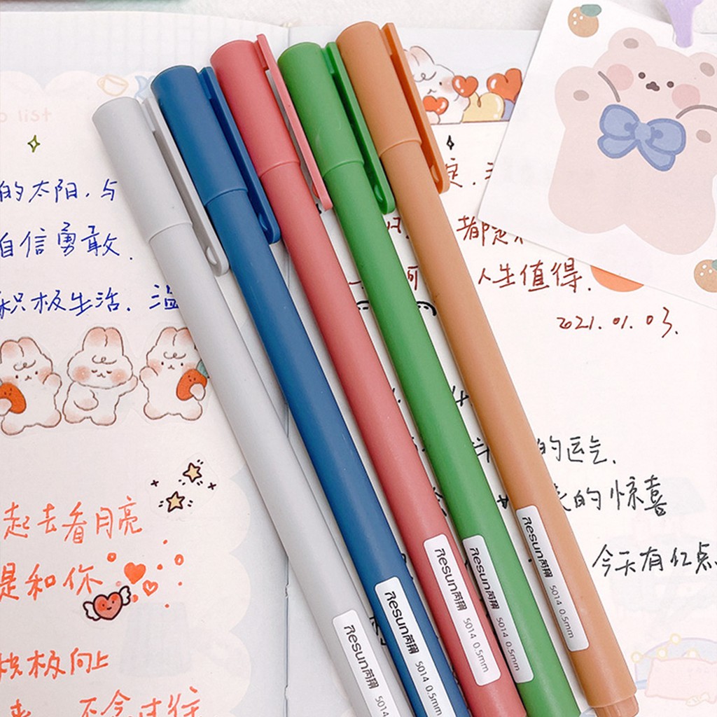 Set 5 bút gel dupe KACO PURE nhiều màu A07 Macaron take note Ielts tiện dụng Taro Stationery