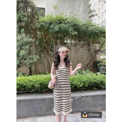 Váy ba lỗ montoghi kẻ phối Quảng châu