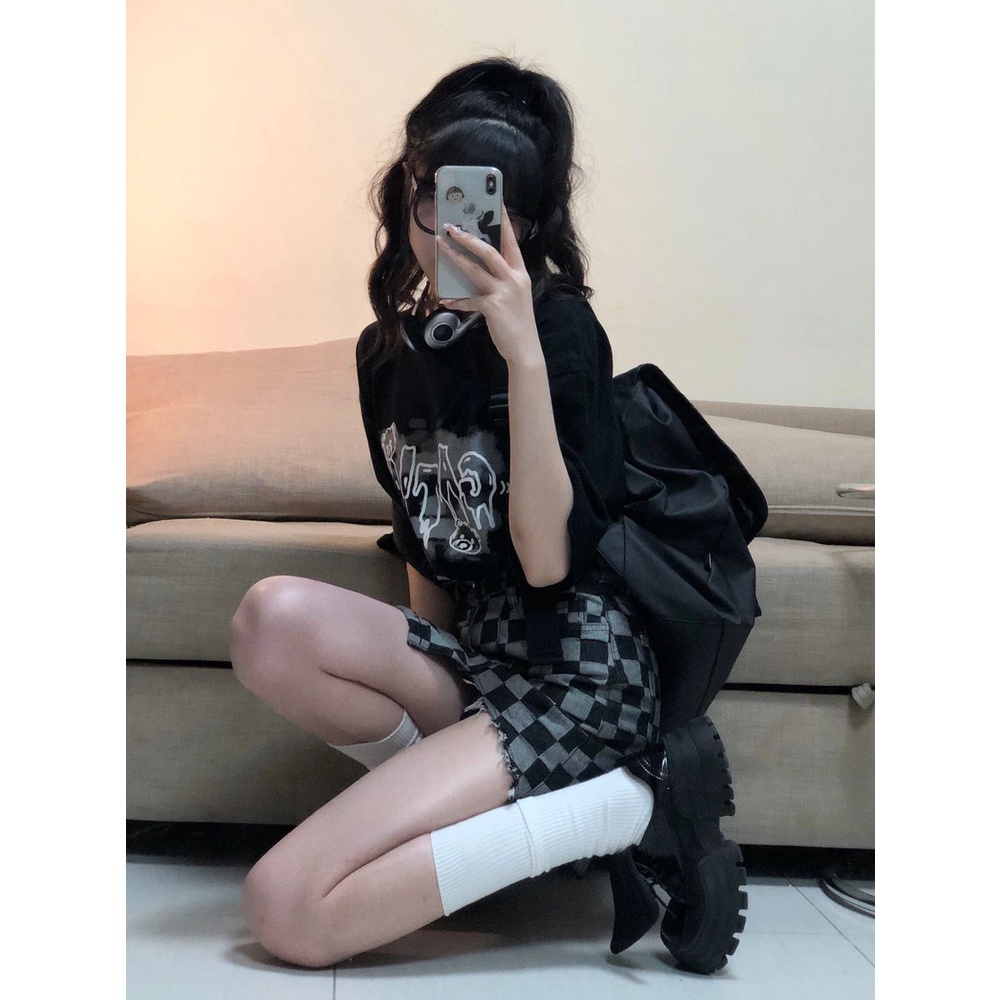 Chân váy jean XIAOZHAINV dáng chữ A lưng cao thời trang Hàn Quốc