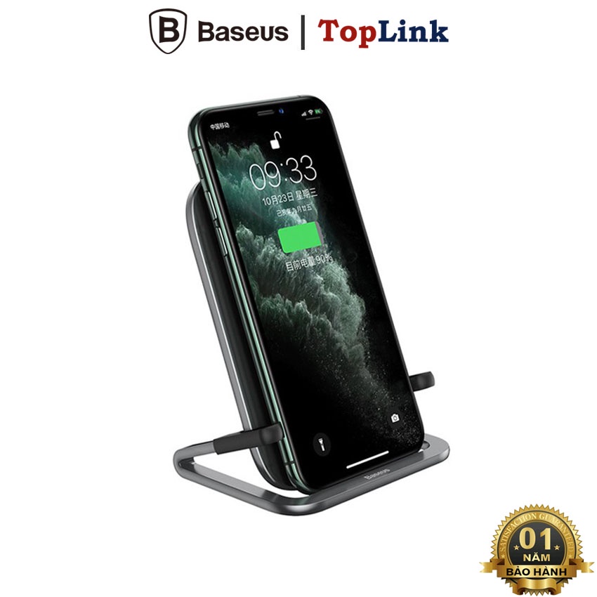 Đế Sạc Nhanh Không Dây Có Giá Đỡ Thương Hiệu Baseus Công Xuất 15W, Sạc Đứng, Nằm Ngang Hoặc Nằm Cho Iphone Samsung
