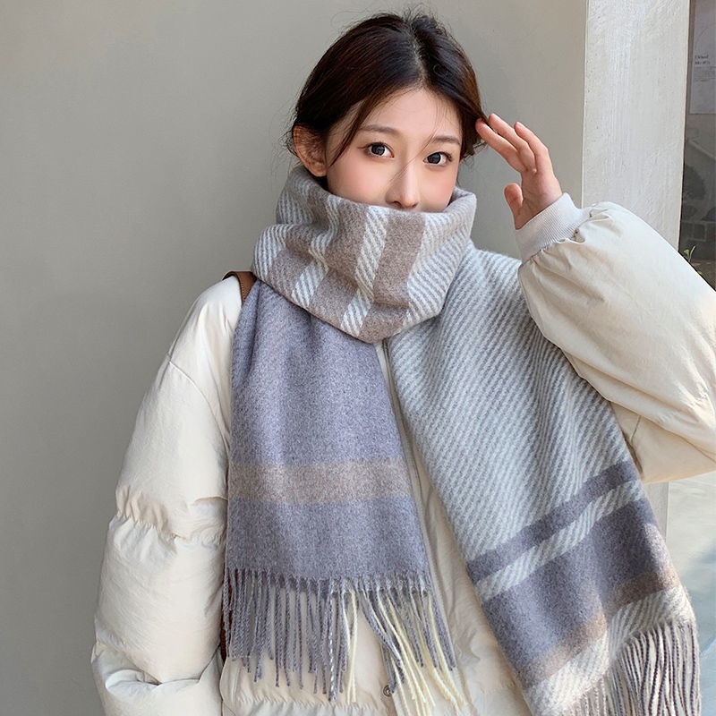 Khăn quàng cổ dạ kẻ hottrend phong cách Hàn Quốc siêu ấm - Nalita shop