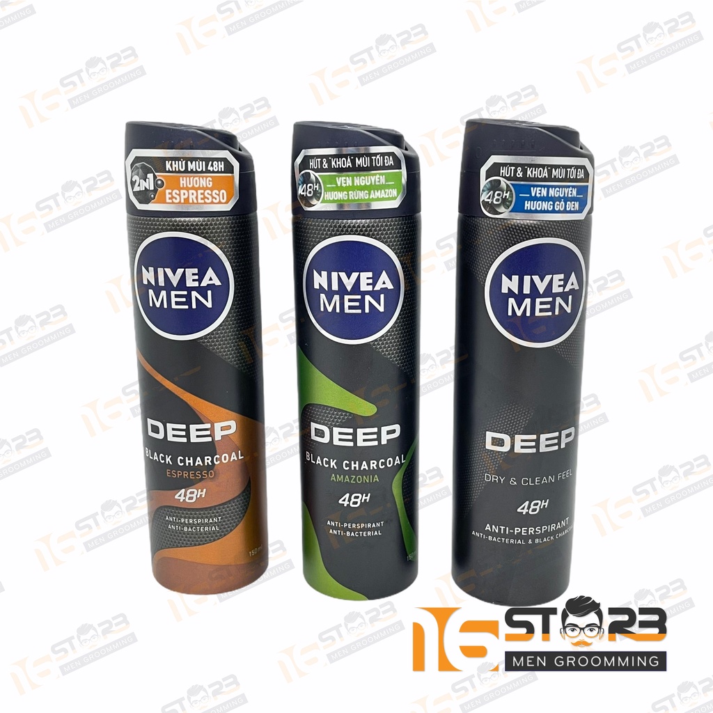 [Chính Hãng 100%] Xịt ngăn mùi Nivea Men Deep 150ml