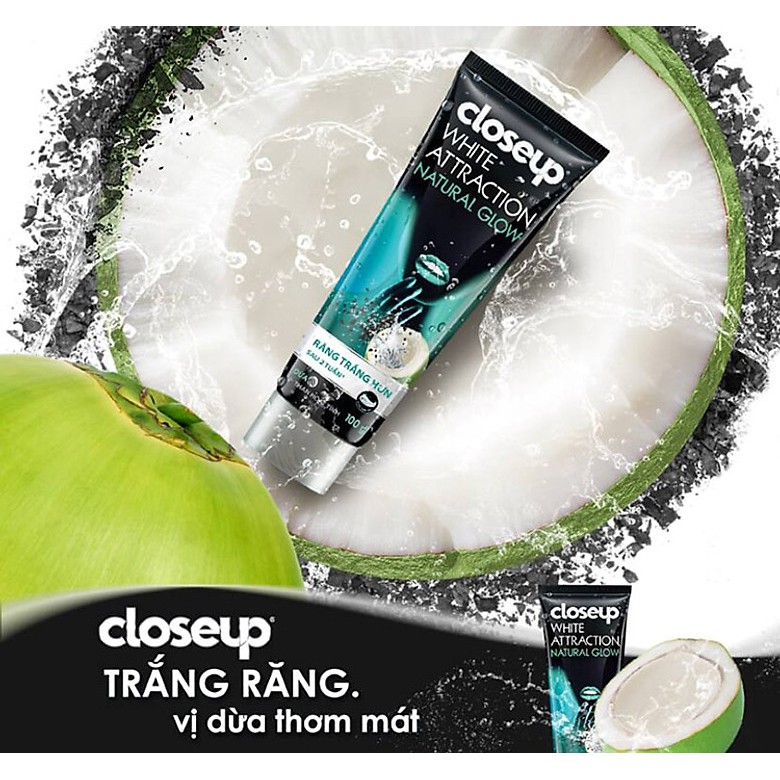 Kem Đánh Răng Closeup Làm Sáng Răng Vị Dừa & Than Hoạt Tính Toothpaste 180g