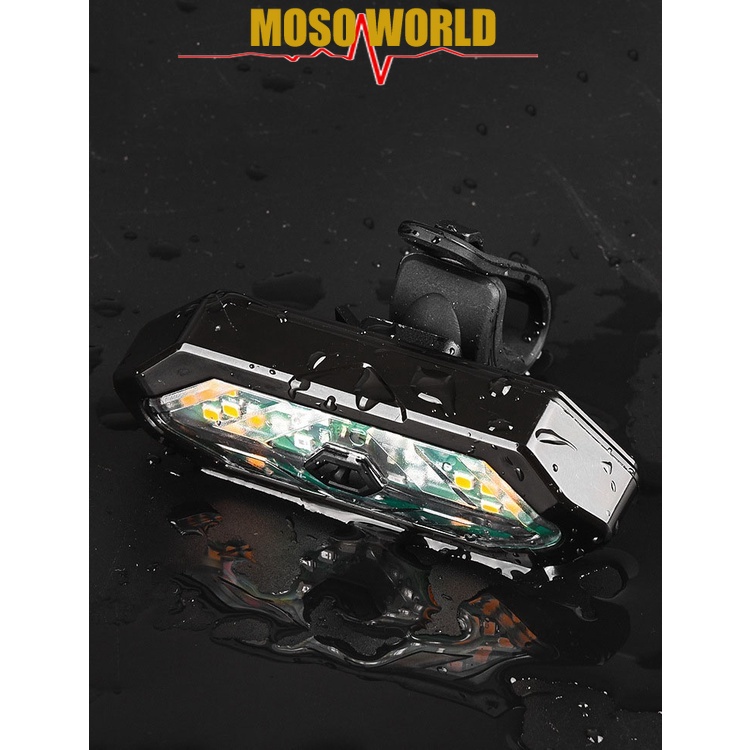 MOSOWORLD Đèn LED Tín Hiệu Gắn Đuôi Xe Đạp 18 LED USB Không Dây Kèm Điều Khiển Từ Xa