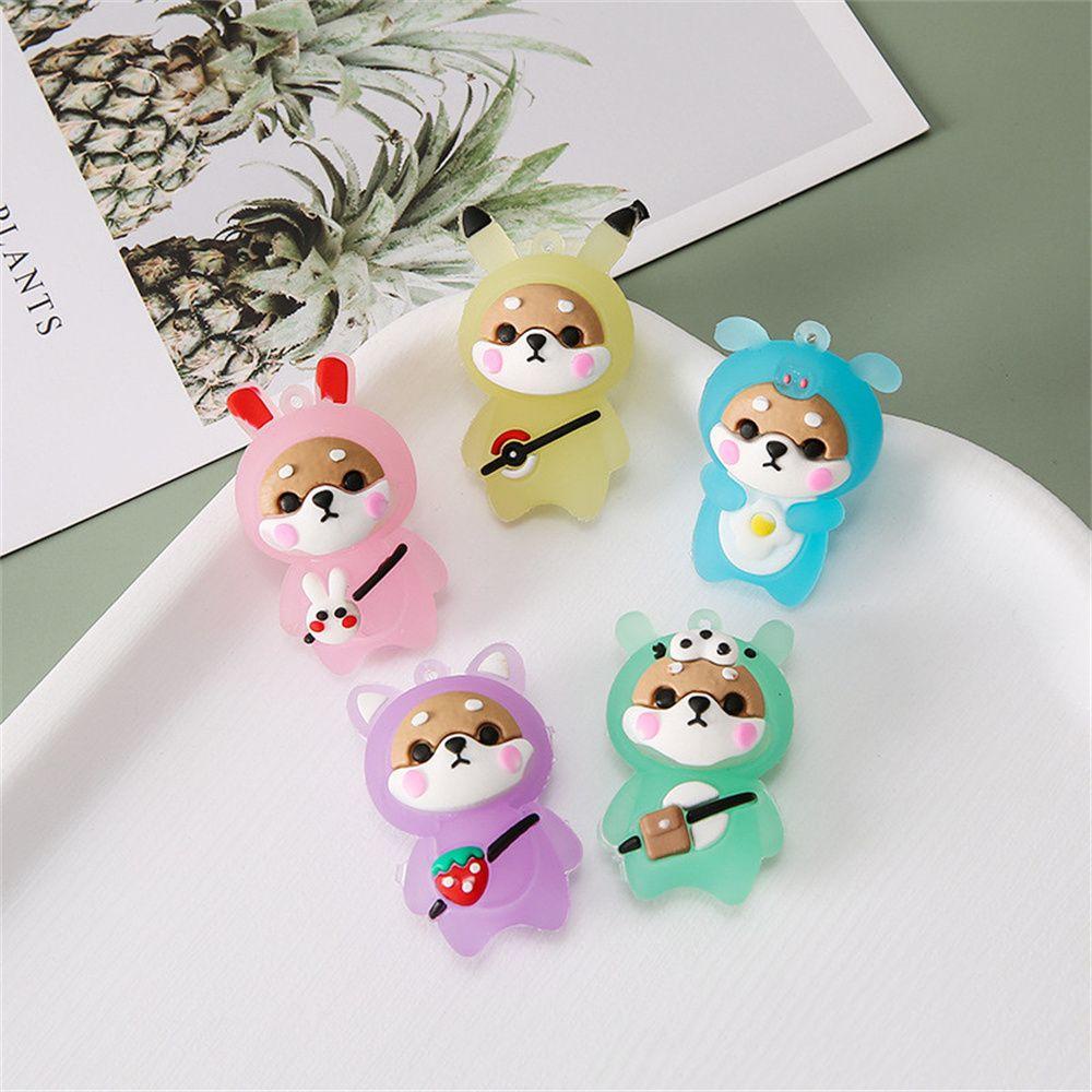 LILYES Móc Khóa Hình Chú Gấu Shiba Inu Có Đèn Nhấp Nháy Dễ Thương