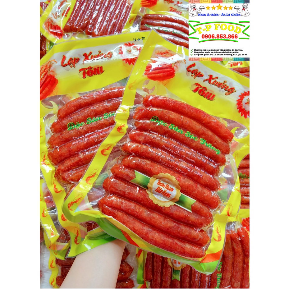 1kg Lạp xưởng tôm trứng muối, lạp xưởng tôm đặc sản Sóc Trăng loại ngon đặc biệt