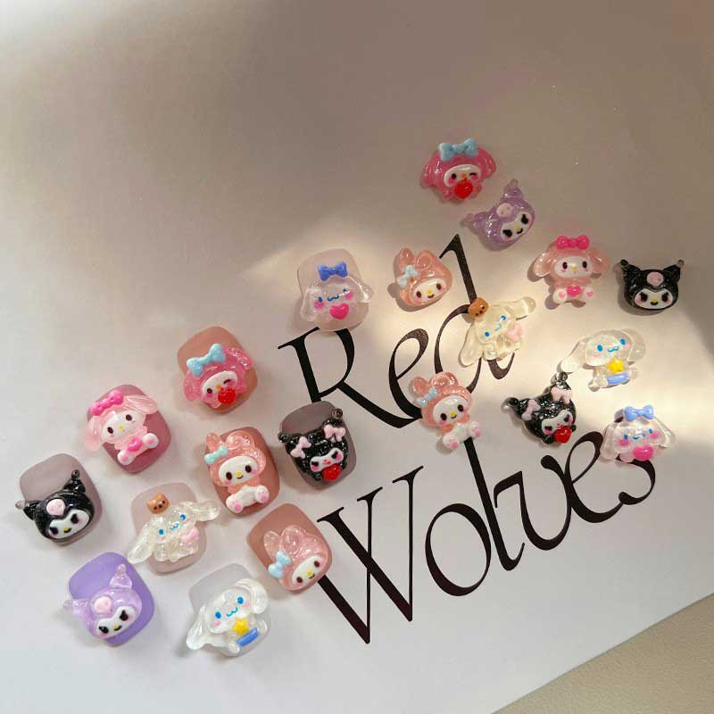 SANRIO Set 20 Phụ Kiện Trang Trí Móng Tay / Móng Tay / Điện Thoại Họa Tiết Hoạt Hình 3D Dễ Thương DIY