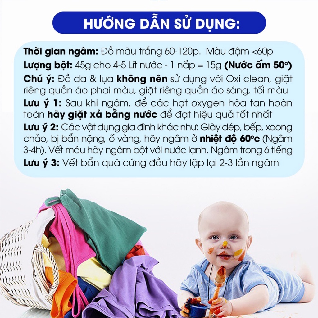 Bột tẩy trắng quần áo Oxi Clean Ximo Home đánh bay mọi vết ố bẩn cứng đầu