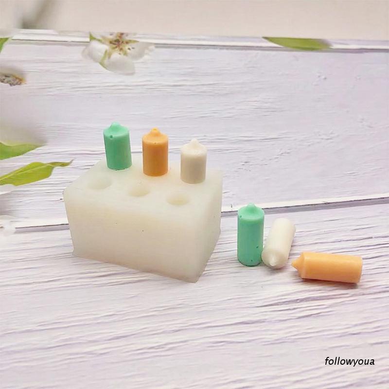 Khuôn Silicone Làm Nến/Xà Phòng 6 Ô Hình Trụ Đơn Giản