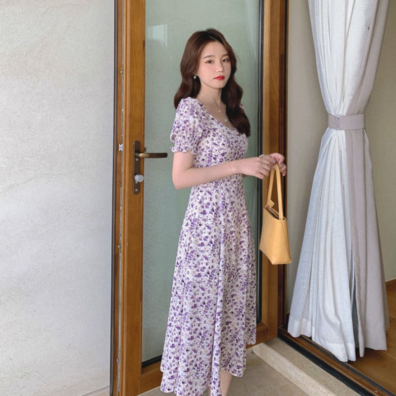 Đầm Voan Hoa Xẻ Tà Thời Trang Dành Cho Nữ