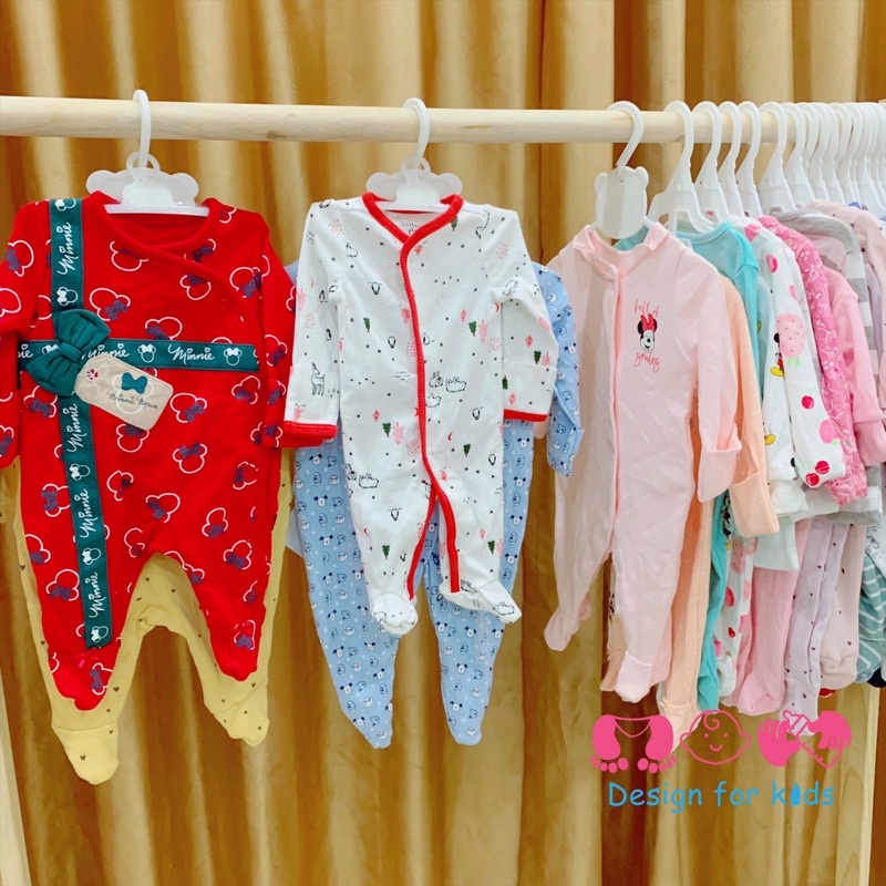 Sleepsuit tiny, bộ body dài tay xuất dư kèm BAO TAY LẬT cho bé SINH NON, SƠ SINH THIẾU THÁNG, SINH ĐÔI