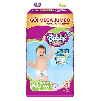 Tã Quần Bobby - Đệm Lưng Thấm Mồ Hôi M124/ L108/ XL96/ XXL88