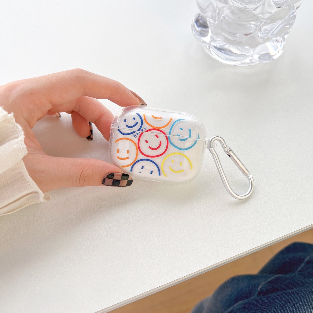 Vỏ Bảo Vệ Hộp Sạc Tai Nghe AirPods Pro2 Trong Suốt Hình Mặt Cười 2022