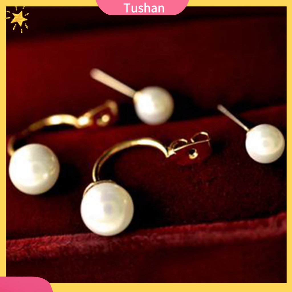 Đôi hoa tai nhỏ gọn đính ngọc trai nhân tạo xinh xắn