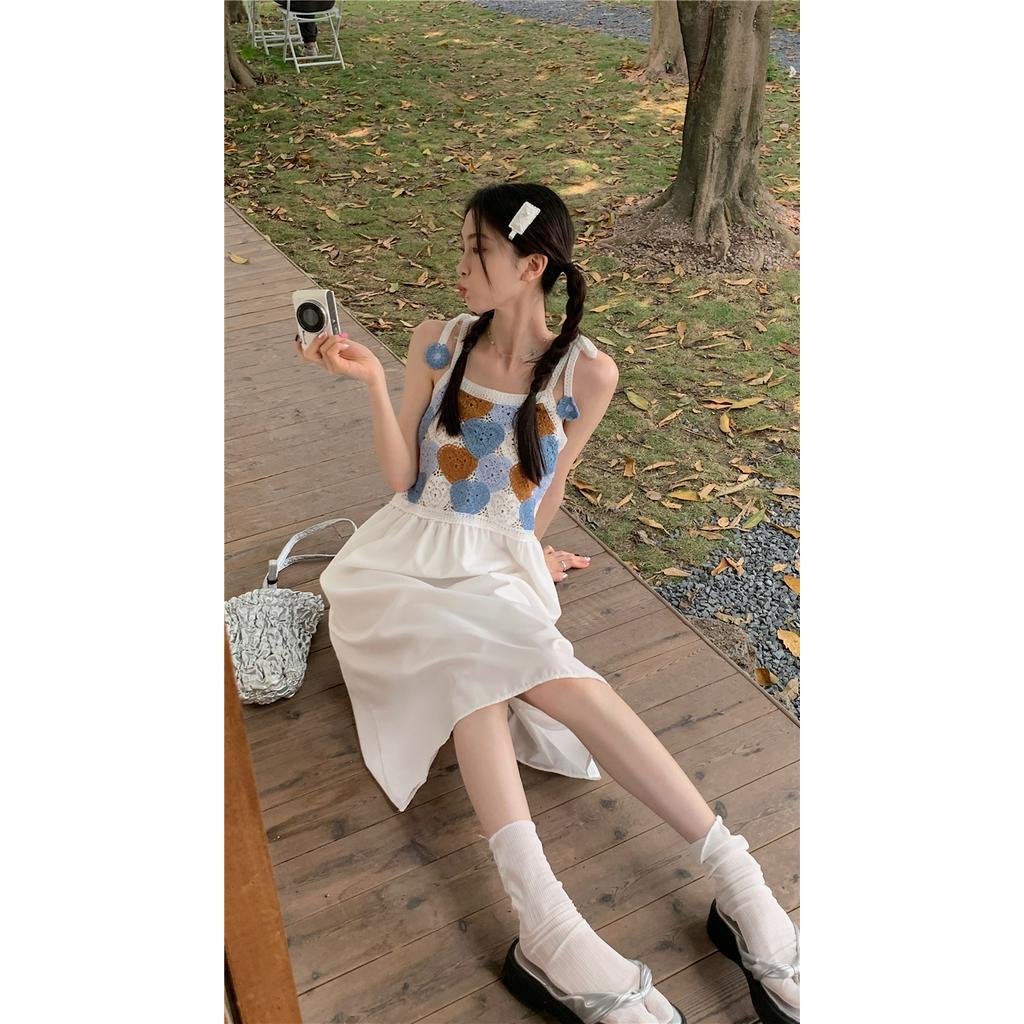 Đầm Hai Dây Sọc Ca Rô Dáng Rộng Phong Cách Cổ Điển Thời Trang Mùa Hè Hàng Mới 625