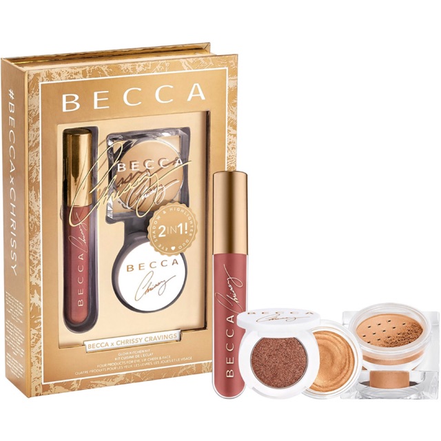 [GIÁ GỐC 1230k]Set phấn, son Becca Chrissy Cravings Glow Kitchen