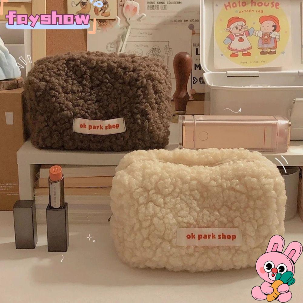 Túi Đựng Mỹ Phẩm Cỡ Lớn Chất Liệu Lông Cừu Mềm Mại