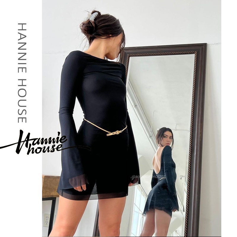 Đầm Dài Tay Hở Lưng Hai Lớp Xinh Xắn Dành Cho Nữ