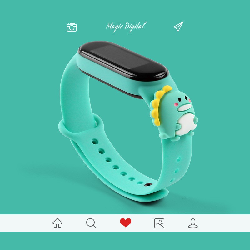 XIAOMI MI Dây Đeo Silicon Họa Tiết Hoạt Hình Cho Đồng Hồ Thông Minh Xiaomi Miband 6 / 5 / 4 / 3