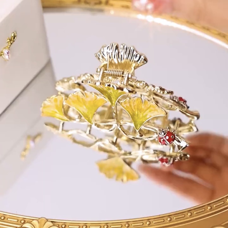 Trâm Cài Tóc Hình Lá Ginkgo Màu Vàng Phong Cách Trung Hoa Cổ Điển Cho Bé Gái