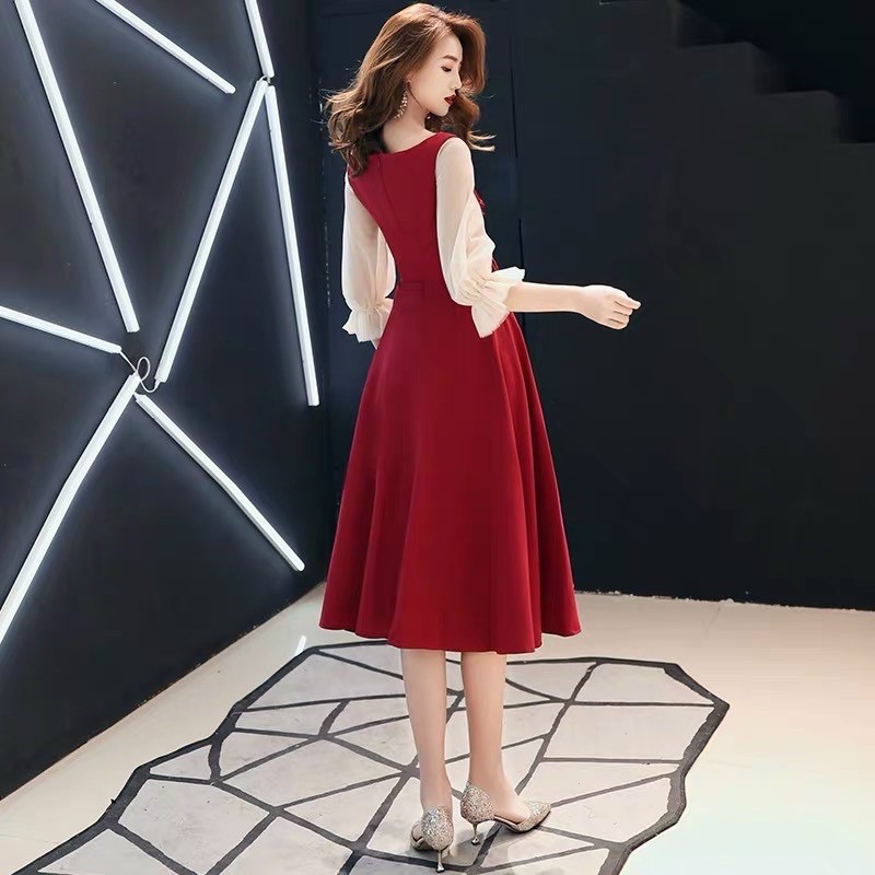 Đầm Noel xoè đỏ tay phối lưới đính sao tiểu thư | BigBuy360 - bigbuy360.vn