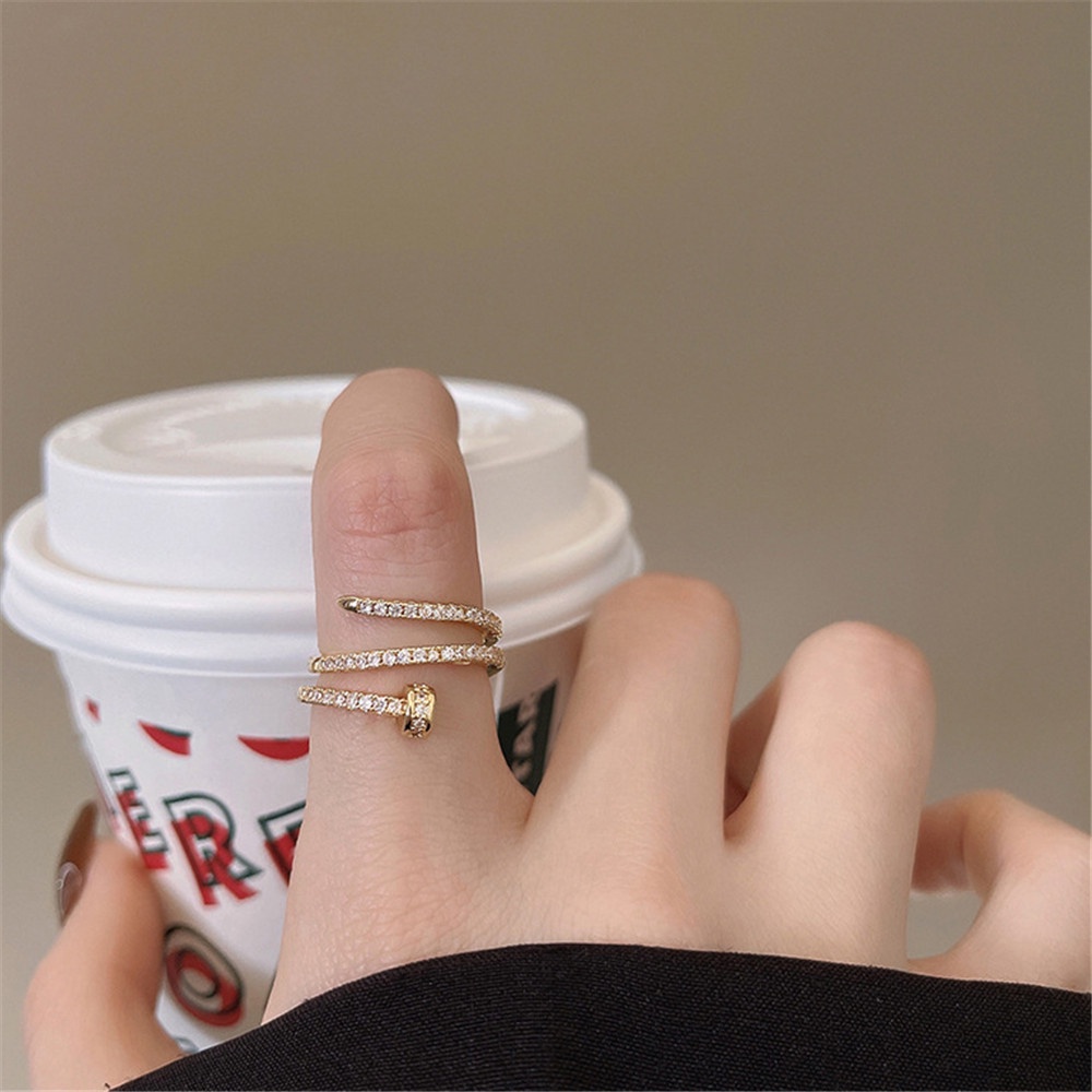 Nhẫn Hở Nhiều Lớp Đính Kim Cương Yanqueens Tinh Tế Thời Trang Có Thể Điều Chỉnh