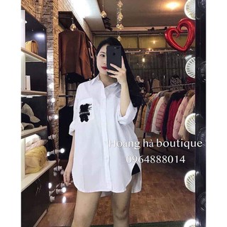 Áo sơ mi trắng in gấu NTA0319