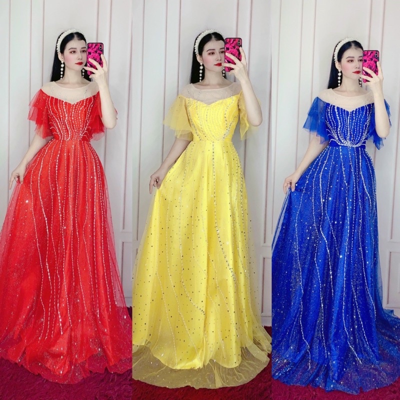 ĐẦM DẠ HỘI LƯỚI NGÔI SAO KIM TUYẾN KẾT PHale full size S /M/L /XL