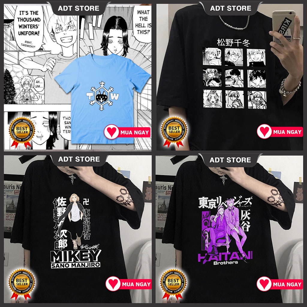 4 mẫu Áo Thun Thousand Winters Gang Tokyo Revengers Valhalla Chifuyu Matsuno Haitani Brothers Mikey 