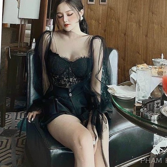 Áo lưới tay cột nơ (ko kèm áo bra)