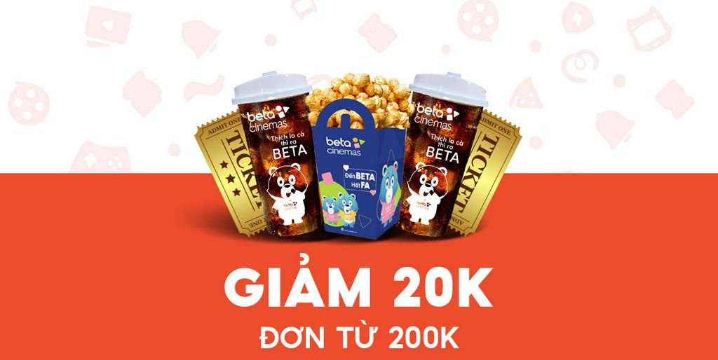 - Beta Cinemas - Giảm 20K cho Sweet Pack (2 vé + 1 bắp + 2 nước)