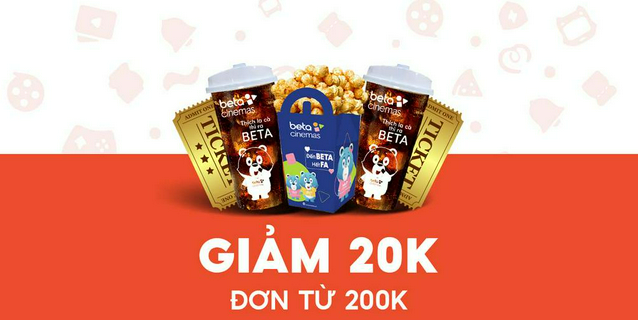 [Scan & Pay] - Beta Cinema - Giảm 20K cho Sweet Pack (2 vé + 1 bắp + 2 nước)