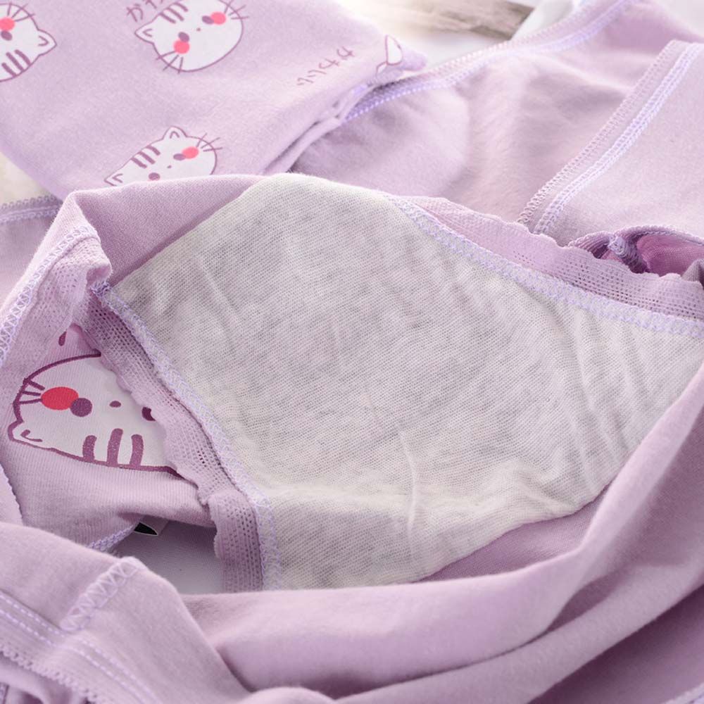 Quần lót cotton không đường may in hình chân mèo dễ thương cho nữ BACK2LIFE