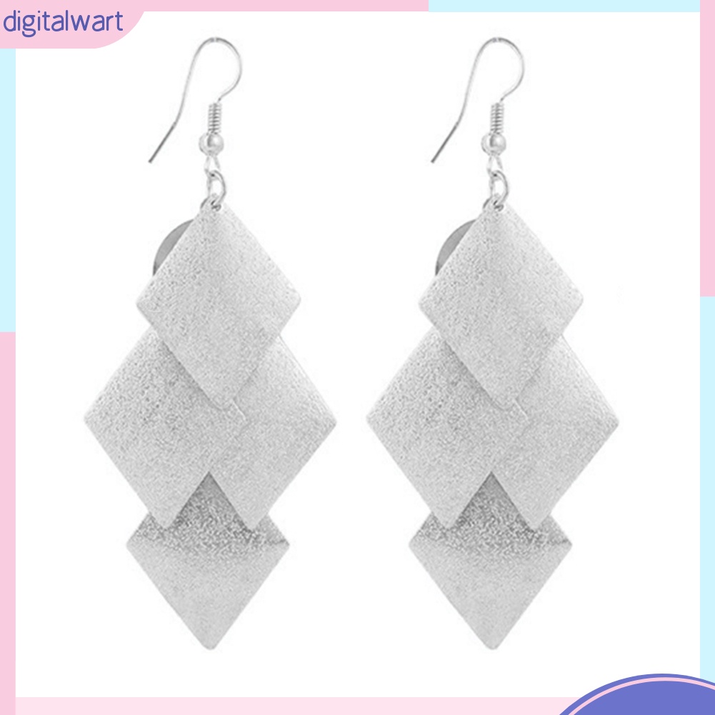 Cặp khuyên tai nữ thiết hình vuông xếp lớp cá tính sang trọng dành cho nữ