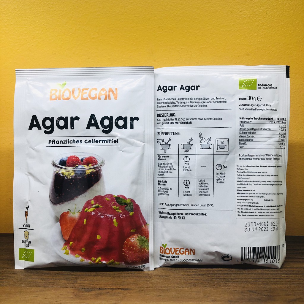 Bột rau câu hữu cơ Agar-Agar Biovegan 30g