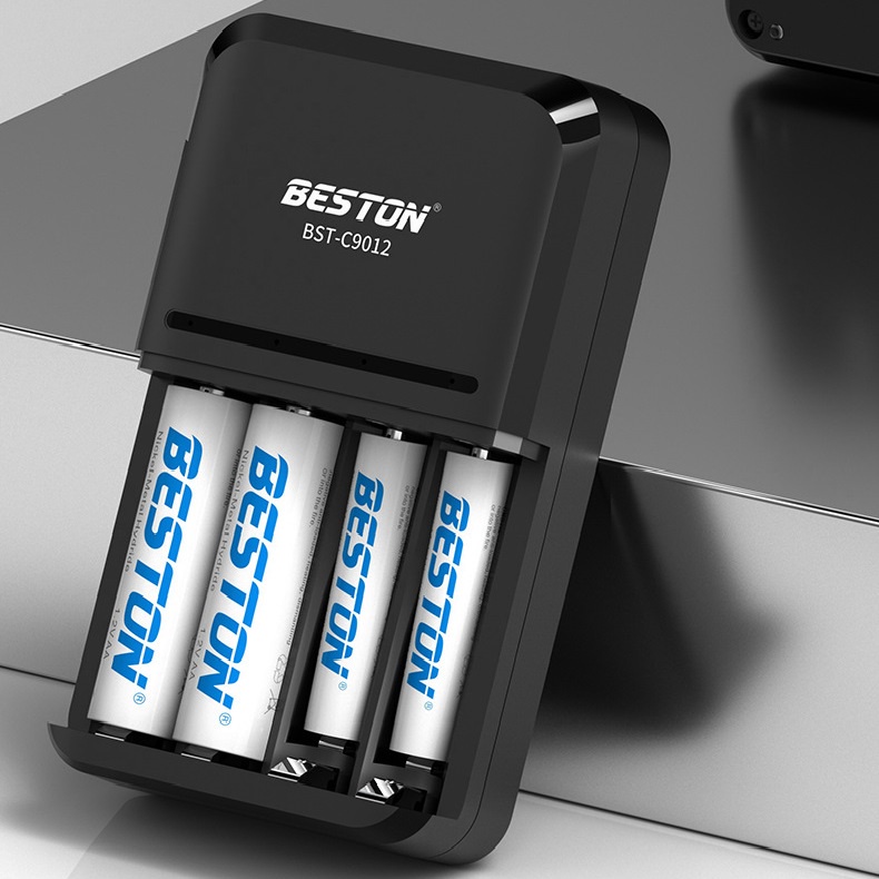 Bộ Sạc pin AA AAA Beston C9012, Sạc nhanh, tự ngắt khi đầy, nguồn 220V, đèn báo thông minh, pin sạc cho micro, remote