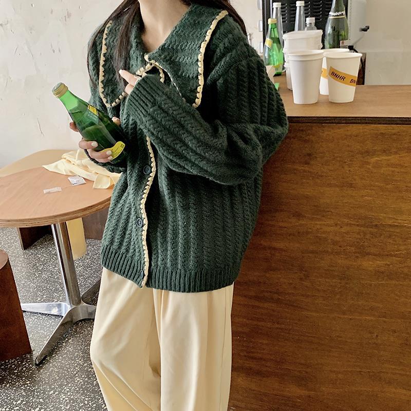 IELGY Áo Cardigan Mỏng Tay Dài Dáng Rộng Phong Cách Hàn Quốc Cổ Điển Cho Nữ