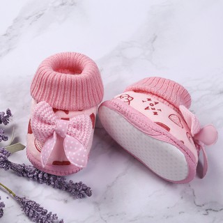 ◕Ω◕Giày bốt chống trượt sang trọng cho bé dành cho trẻ em Tất đế nơ buộc dây