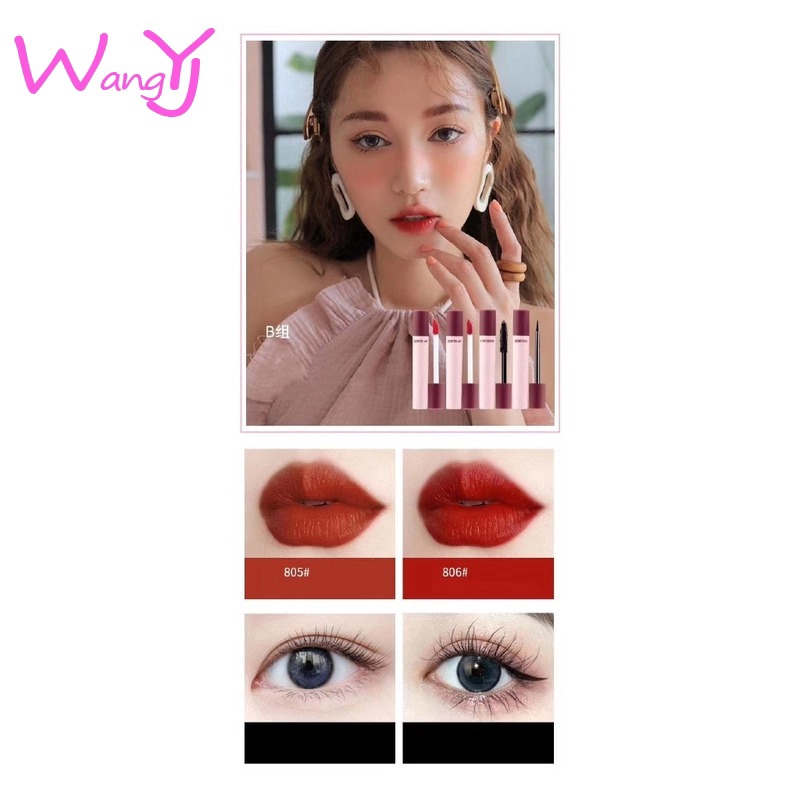 [Hàng mới về] Bộ sản phẩm 4 món son kem + mascara + bút kẻ mắt + bút kẻ chân mày dạng ống hình điếu thuốc | BigBuy360 - bigbuy360.vn