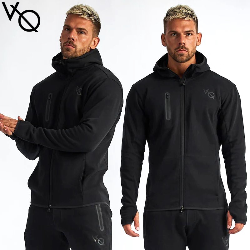 Áo khoác hoodie cardigan vải cotton phối khóa kéo thời trang thể thao đơn giản